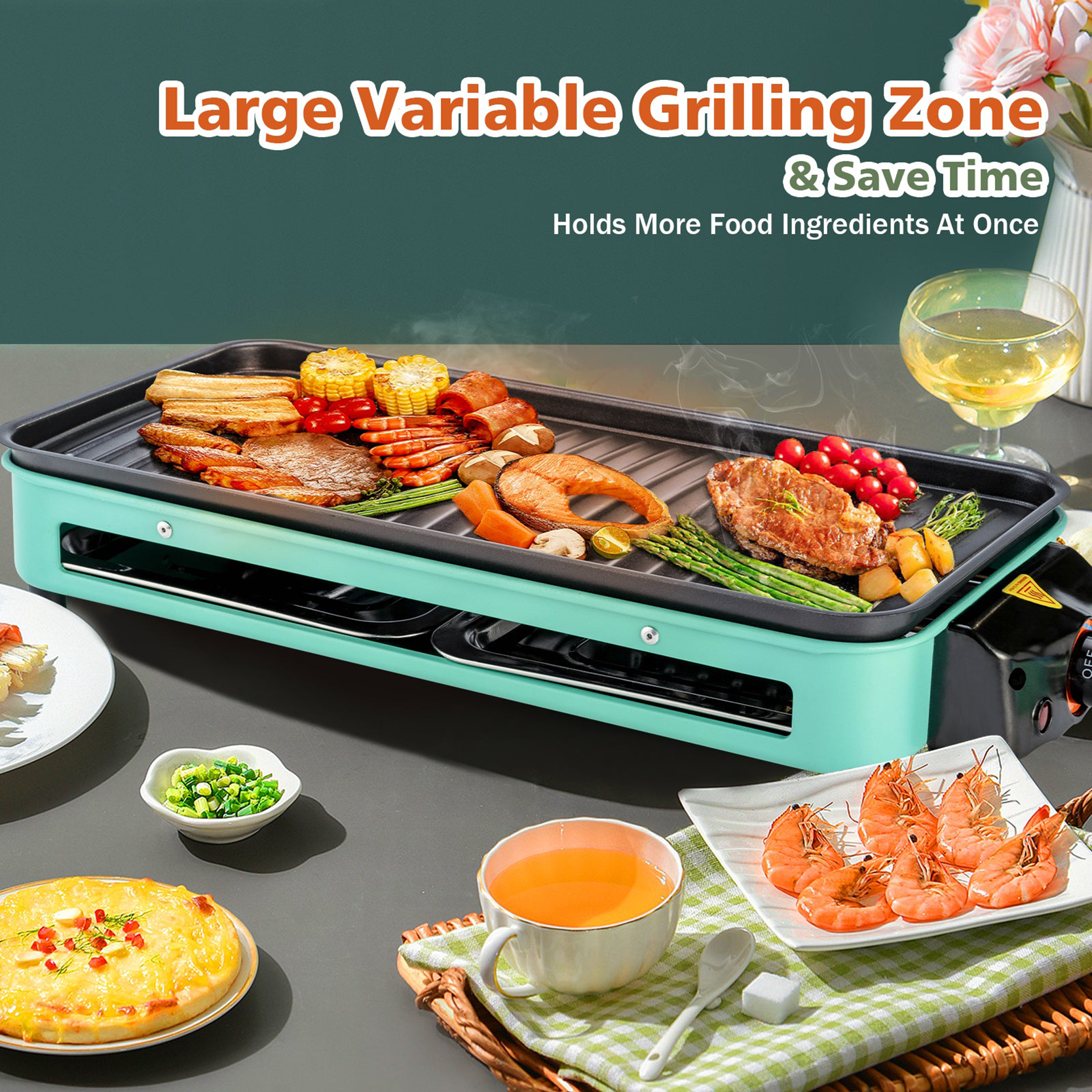 Multifunctional Chef 7 In 1 Smokeless Electric Indoor Grill with