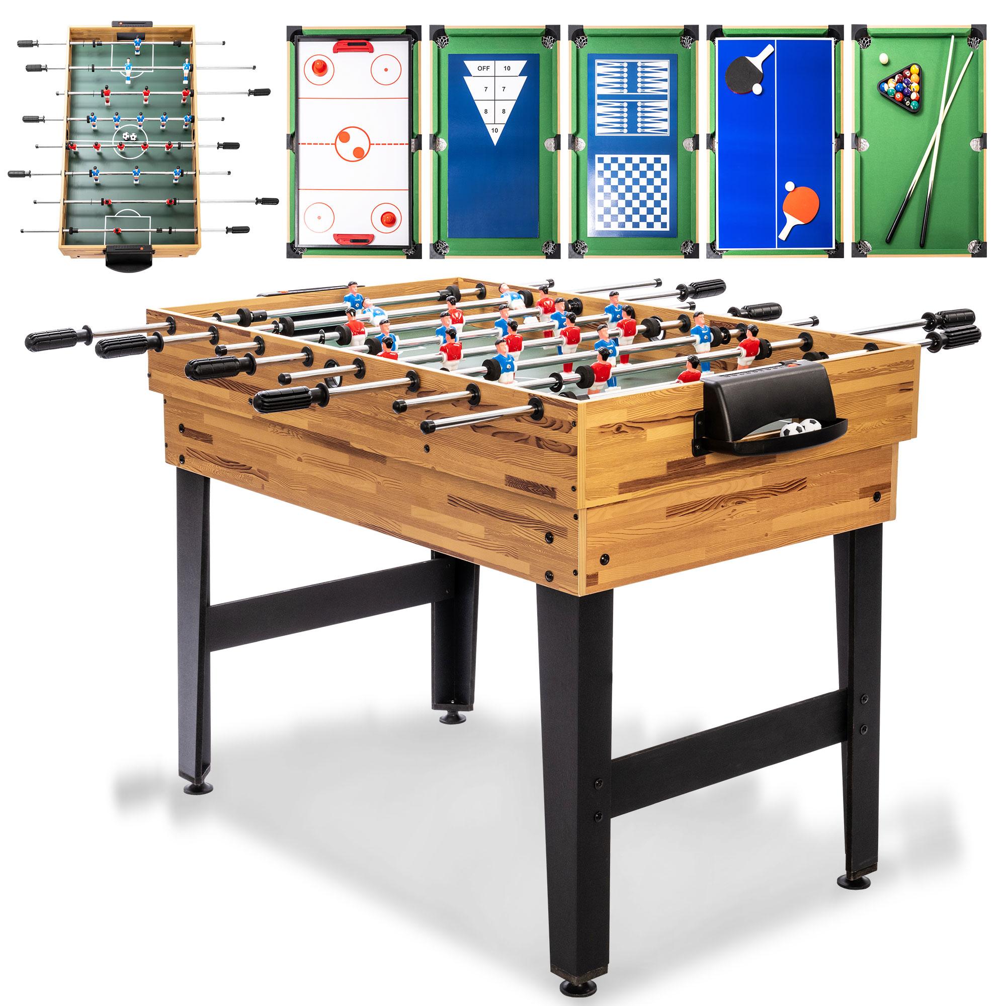 SULIVES 2x4ft 13-in-1 Combo Game Table for Home & Game Room, with Hockey, Football, Billiards, Ping Pong, Chess, Checkers, Mini Basketball, and more