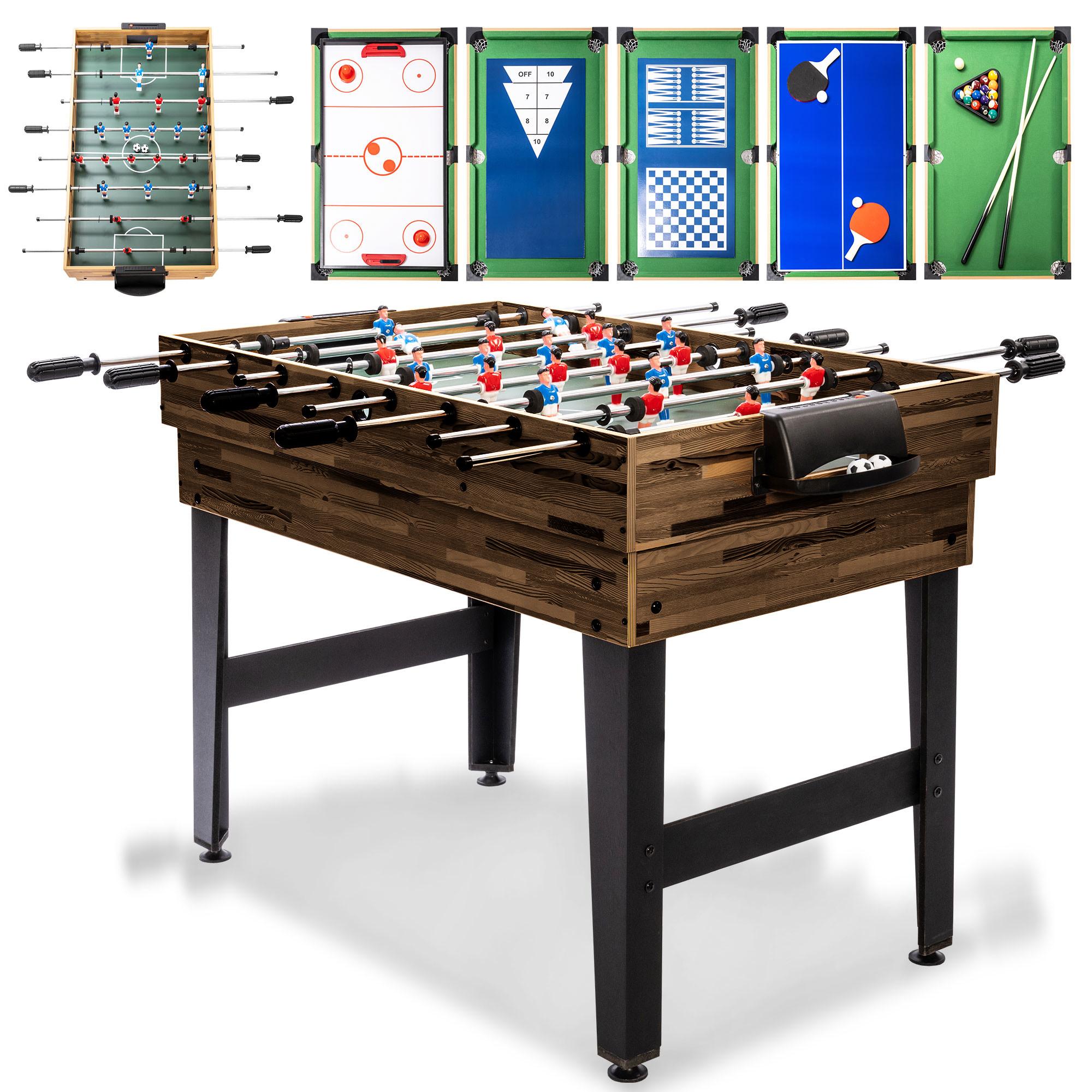 SULIVES 2x4ft 13-in-1 Combo Game Table for Home & Game Room, with Hockey, Football, Billiards, Ping Pong, Chess, Checkers, Mini Basketball, and more