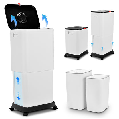 TG5190/TG5200/TG5210 Multi Capacity Lifting and Pressing Garbage Can Set 45L/8L/12L Grey White