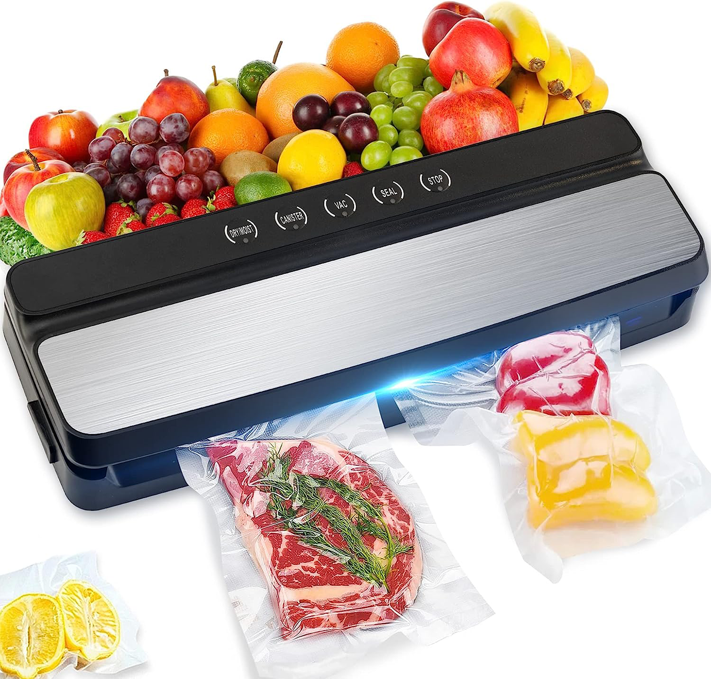 SUMETAS Food Vacuum Sealer - Dry & Moist Modes for Preservation and Storage with 10 Bags