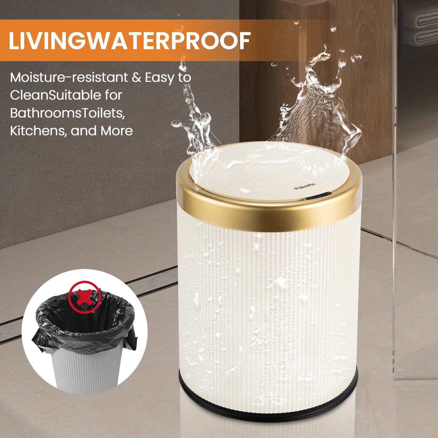 TG6130 Intelligent Induction Garbage Can Milk White 13L