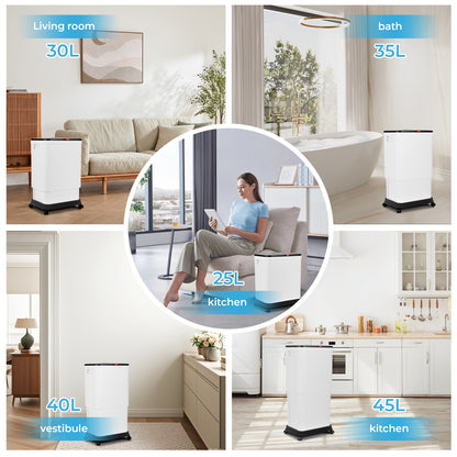 TG5190/TG5200/TG5210 Multi Capacity Lifting and Pressing Garbage Can Set 45L/8L/12L Grey White