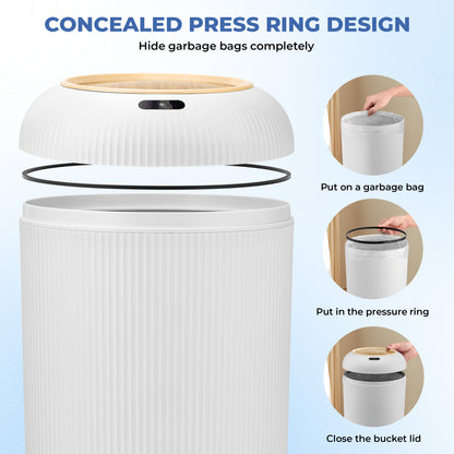 TG6212 Cylinder Intelligent Garbage Can Set (10L+12L) White