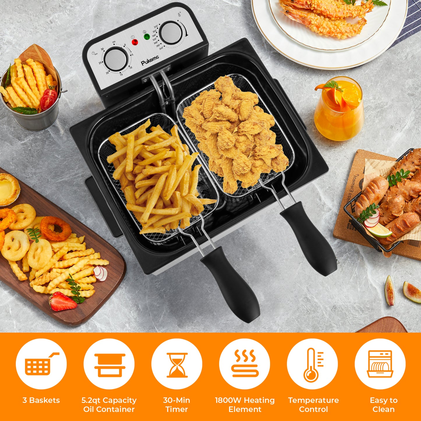 TSAF40DH dual pot electric fryer
