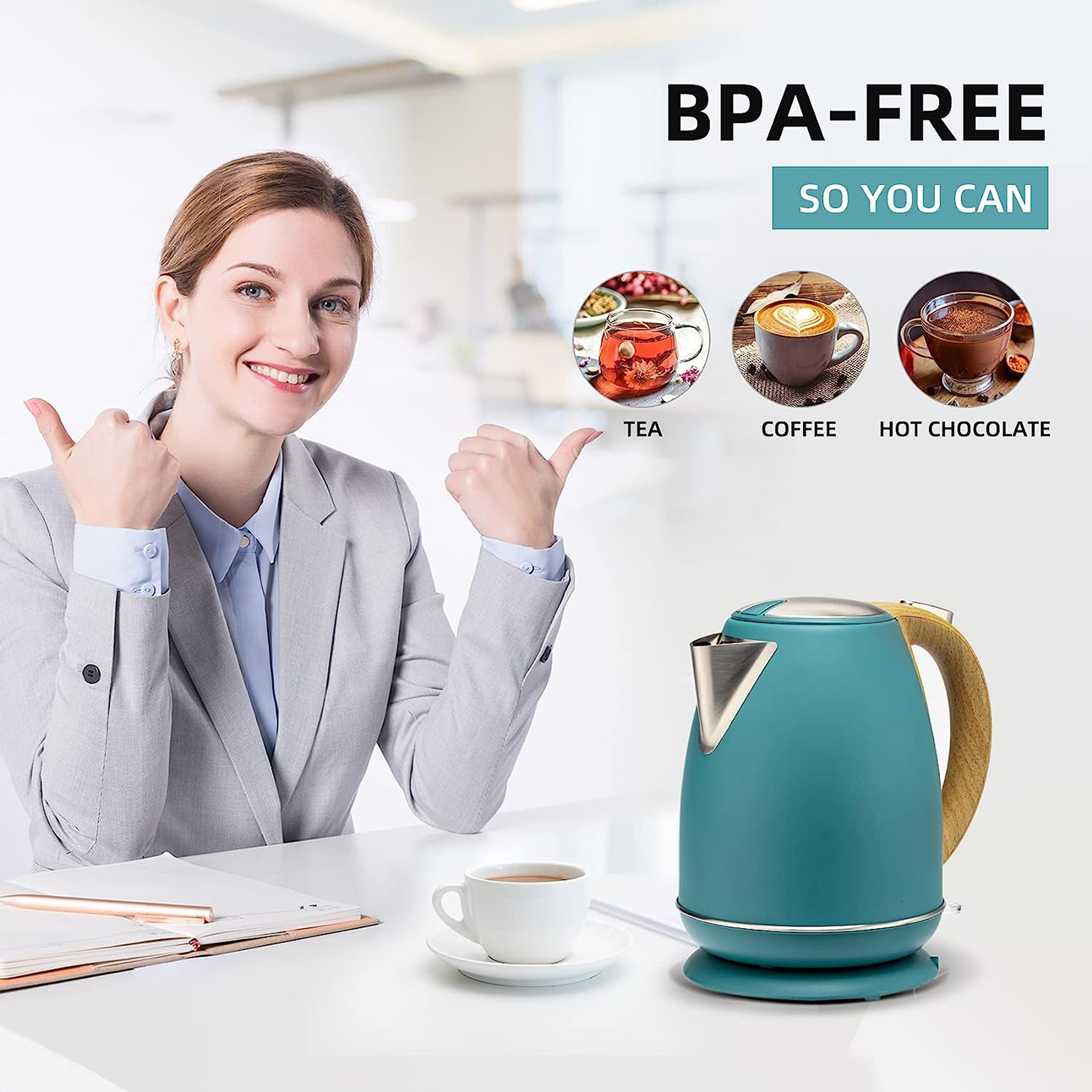 Fast Boiling Electric Kettle - 1.7L, 1500W, Cordless Design with LED Indicator - Safe, Durable, and Ideal for Daily Use