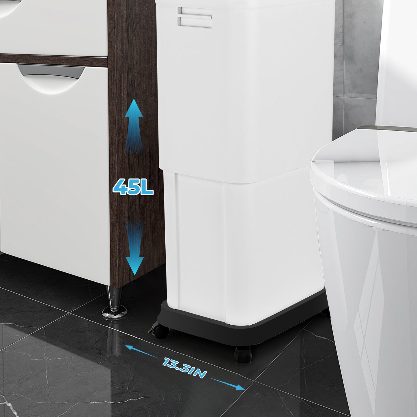 TG5190/TG5200/TG5210 Multi Capacity Lifting and Pressing Garbage Can Set 45L/8L/12L Grey White