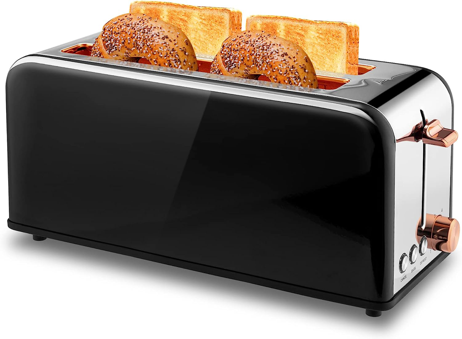 Stainless Steel 4-Slice Toaster with Wide Slots and 6 Browning Levels -  WT-8500