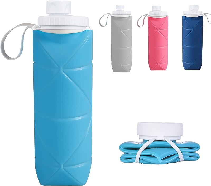 Leakproof Reusable Silicone Water Bottle: Collapsible, Lightweight & Durable for Gym, Camping, Travel