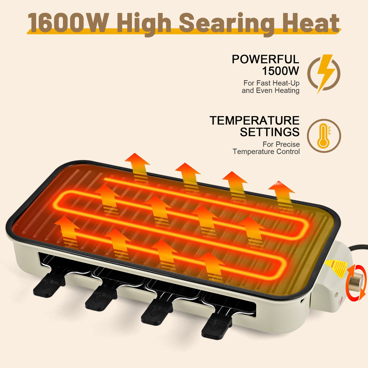 Smokeless Indoor Electric Grill with Removable Extra-Large Plate