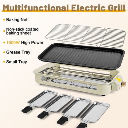 Smokeless Indoor Electric Grill with Removable Extra-Large Plate