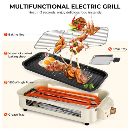 Smokeless Indoor Electric Grill with Removable Plate