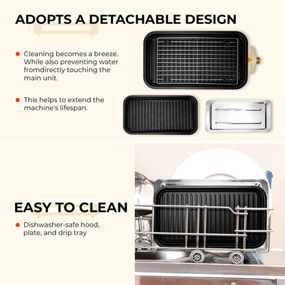 Smokeless Indoor Electric Grill with Removable Plate