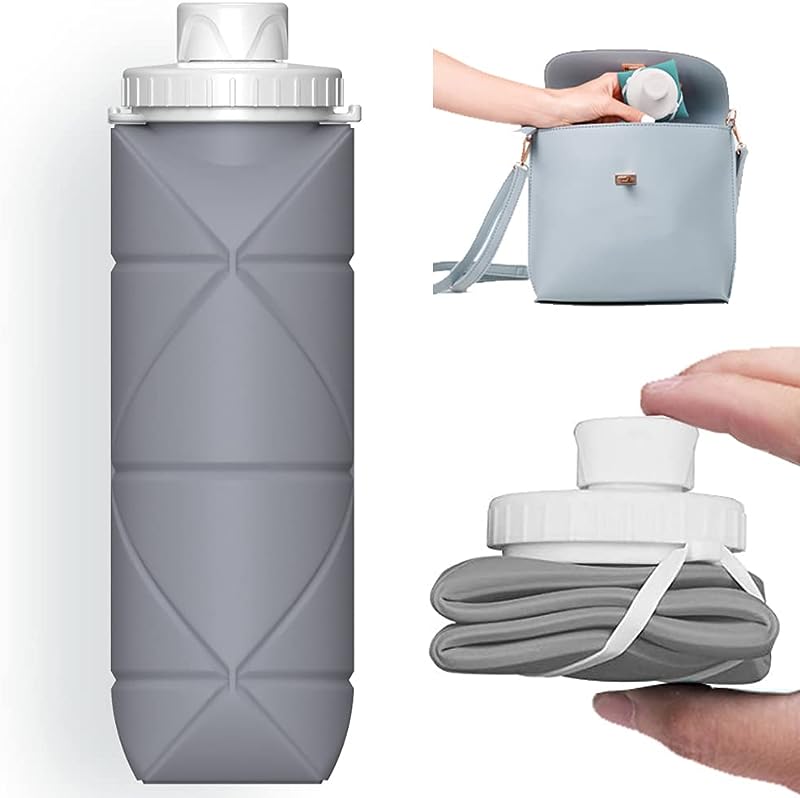 Leakproof Reusable Silicone Water Bottle: Collapsible, Lightweight & Durable for Gym, Camping, Travel