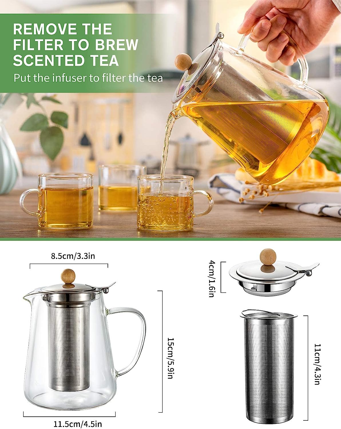 SUMETAS Glass Teapot: Brew Loose Leaf Tea Perfectly