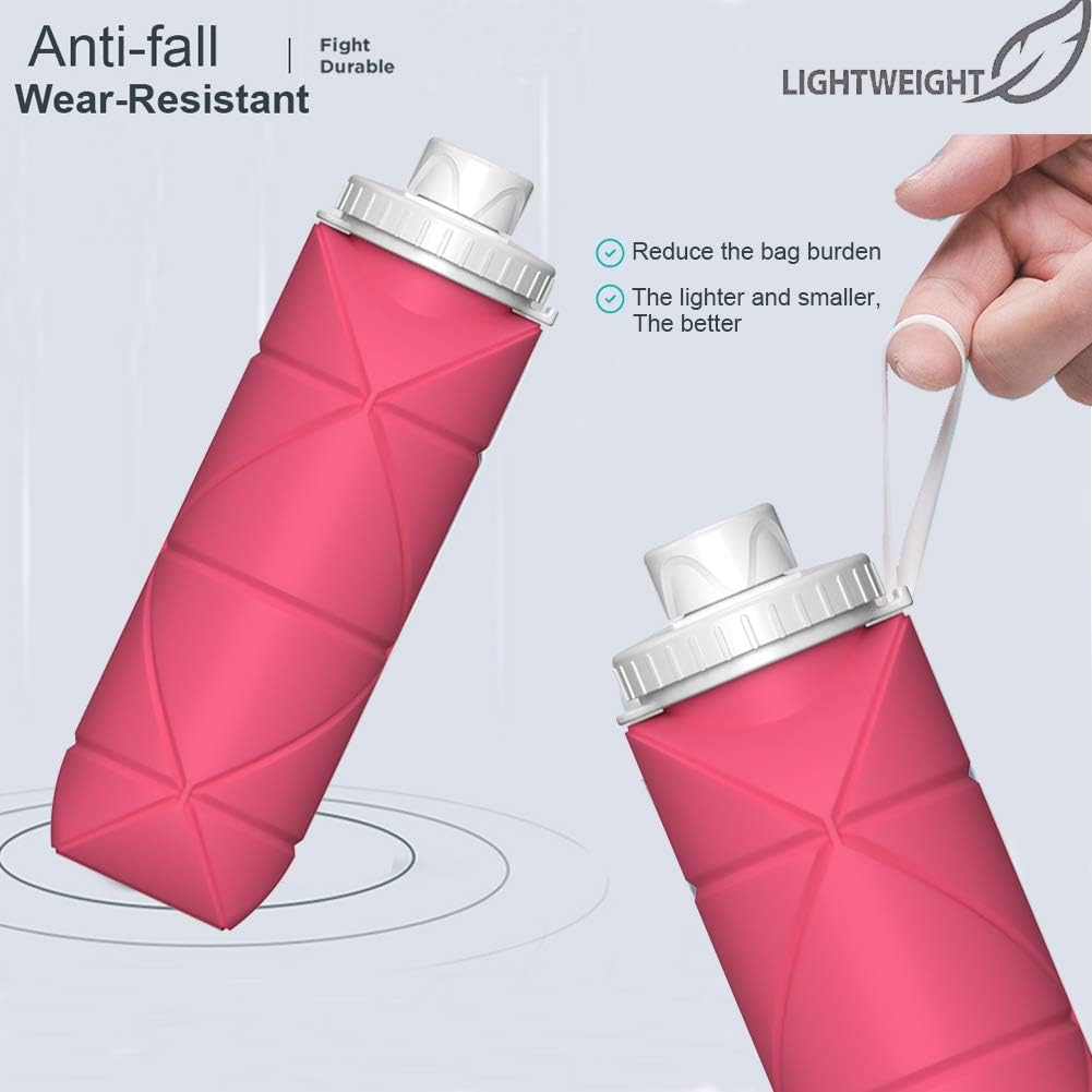 Leakproof Reusable Silicone Water Bottle: Collapsible, Lightweight & Durable for Gym, Camping, Travel