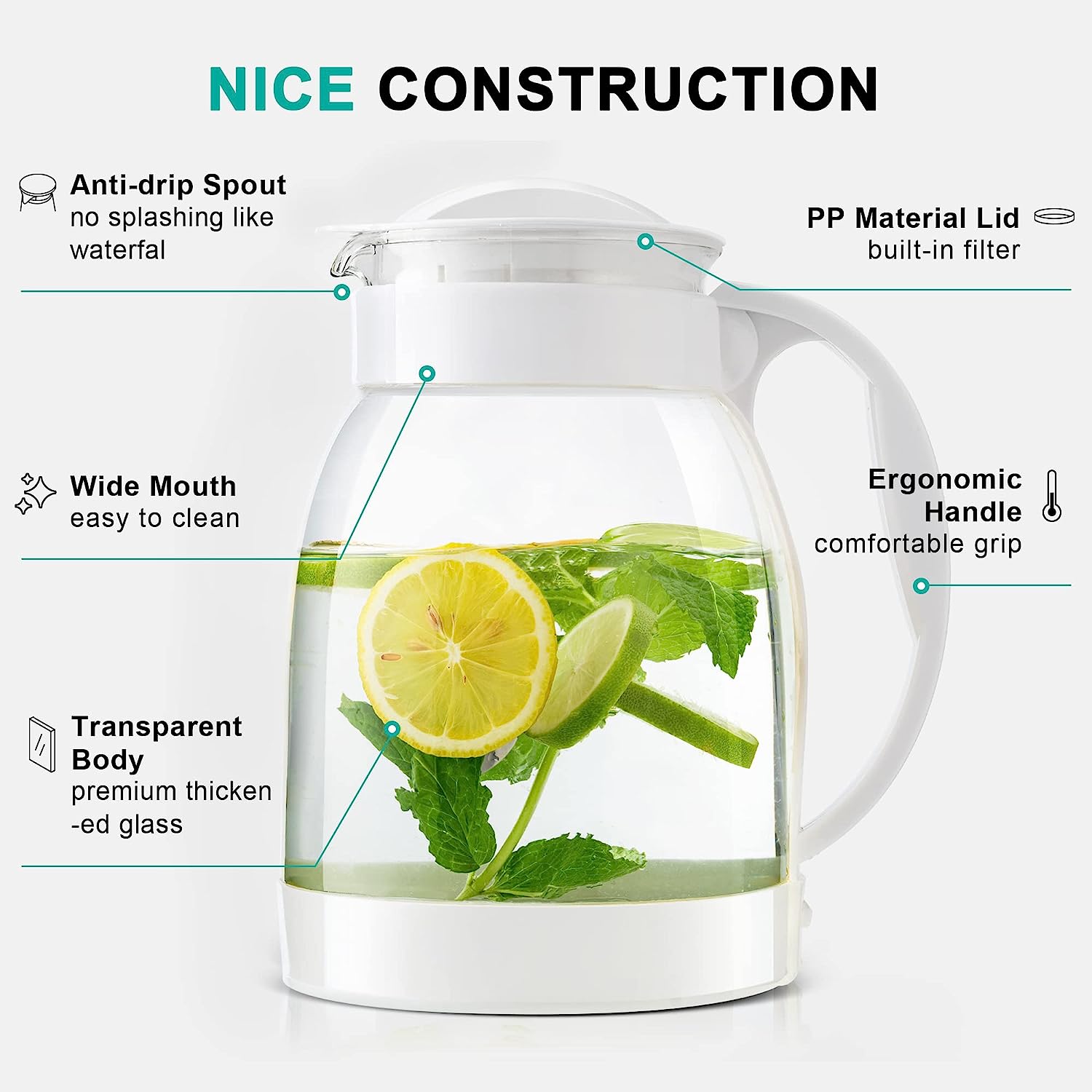 SUMETAS Glass Pitcher: Elegant Design for Beverage Serving