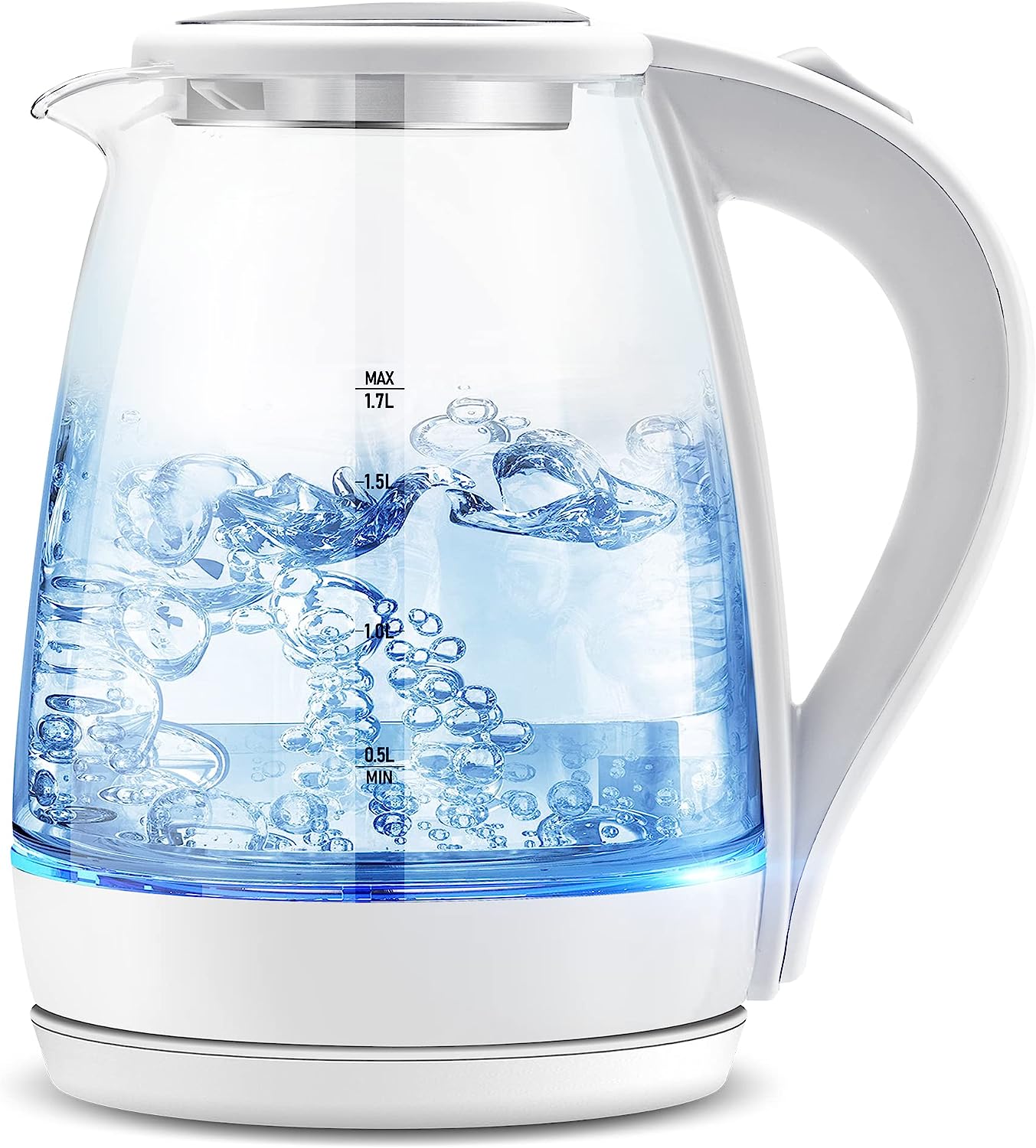 Glass Electric Kettle - 1.7L Capacity with LED Indicator, Auto Shut-Off, and Boil-Dry Protection