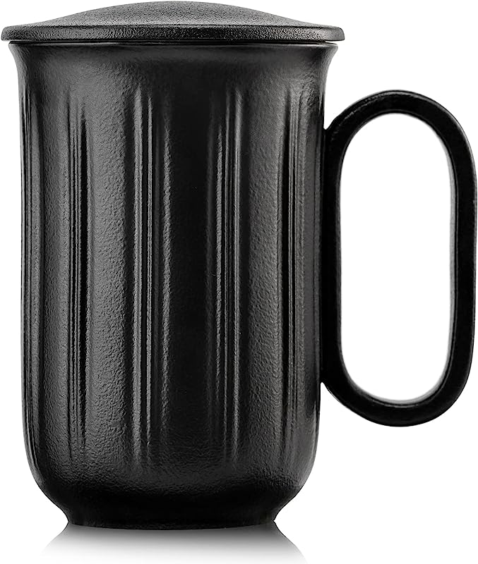 SUMETAS Ceramic Mug With Lid 18 Oz Large Coffee Cup Dishwasher Safe Gift - Black/White