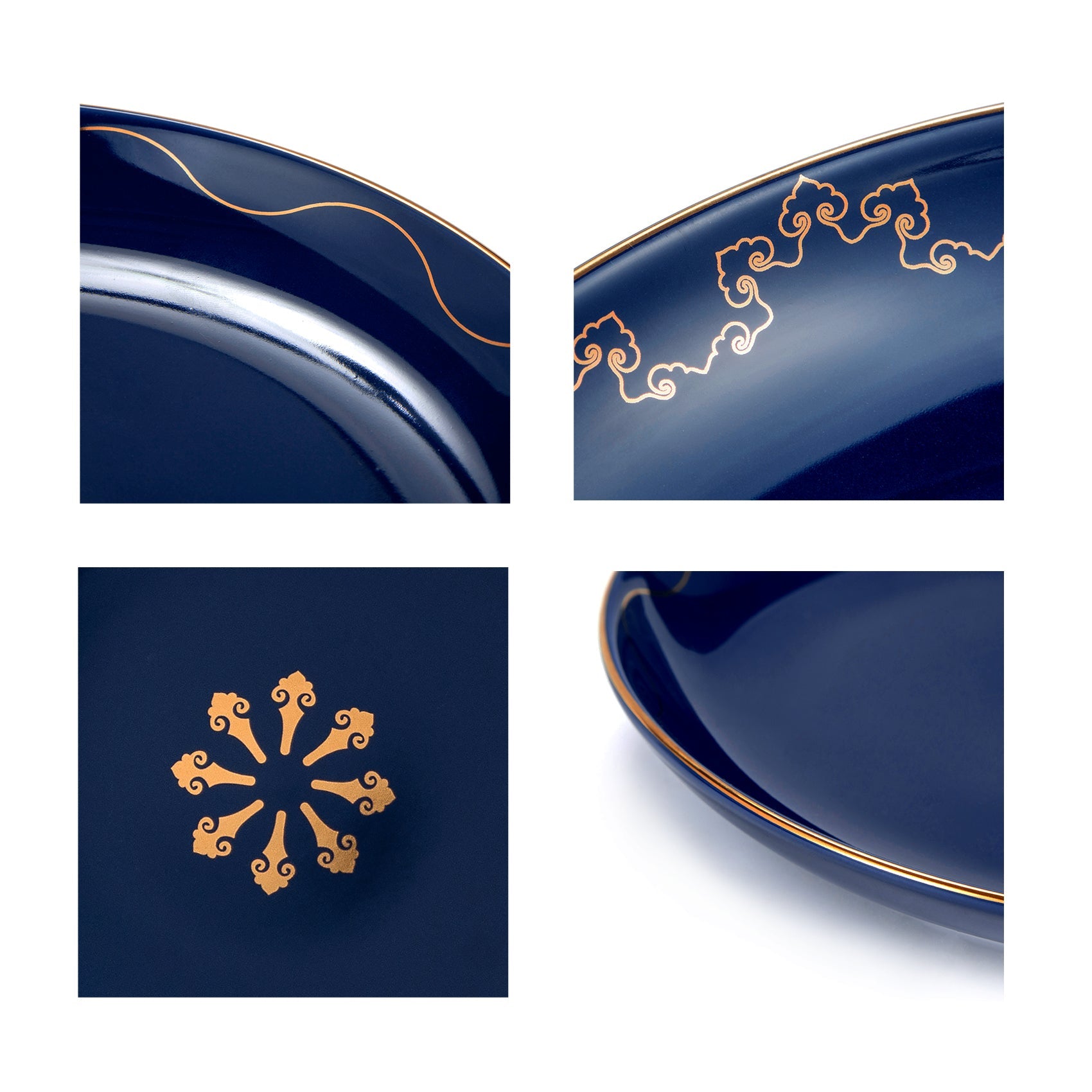 Dinnerware Set Durable Ceramic Dinner Plate Sets, Plates, Bowls, Mugs, 4 Piece （Blue)