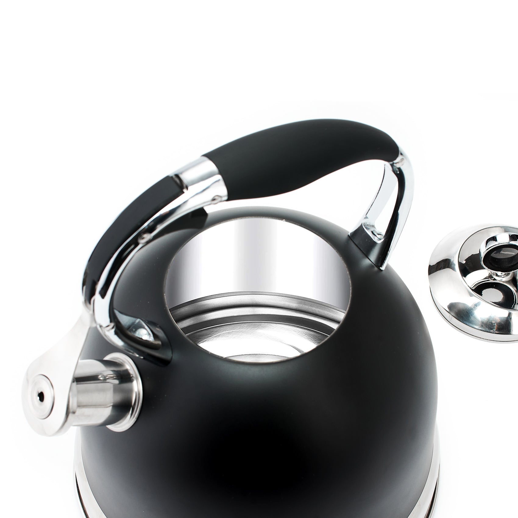 3 Liters Modern Stainless Steel Whistle Kettle-Swan Kettle Black