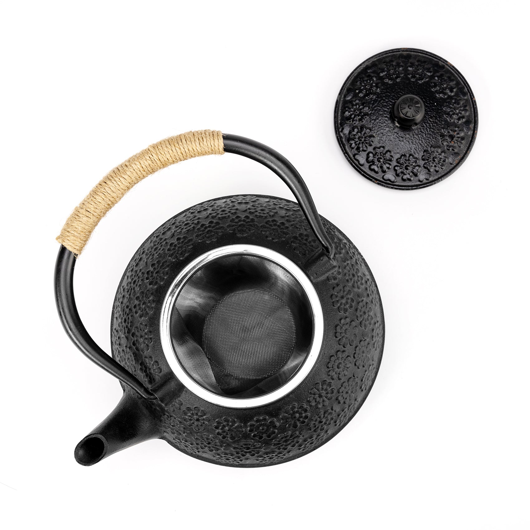 Cast Iron Teapot Tetsubin Tea Kettle (1200ML, Black)