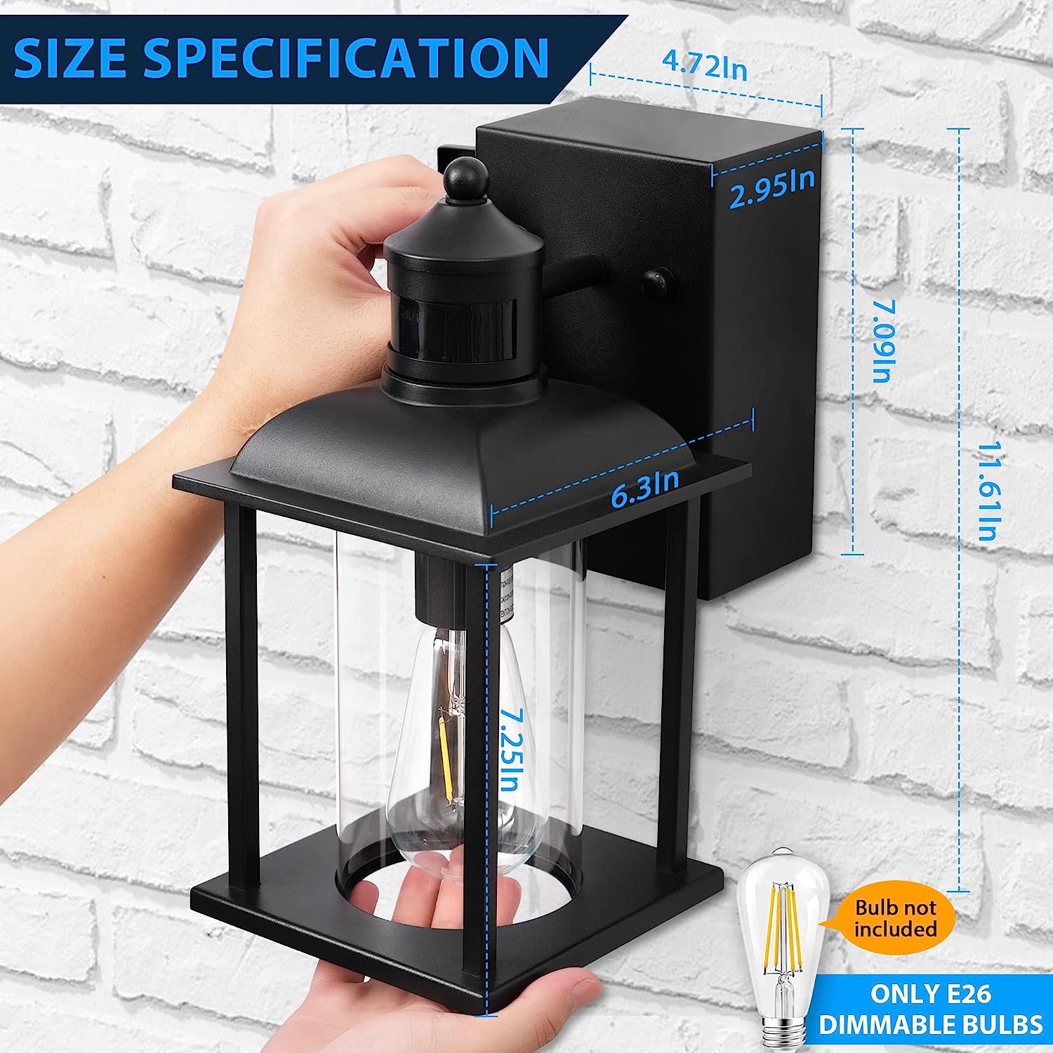 Waterproof outdoor light with GFCI outlet, motion sensor, and 3 modes