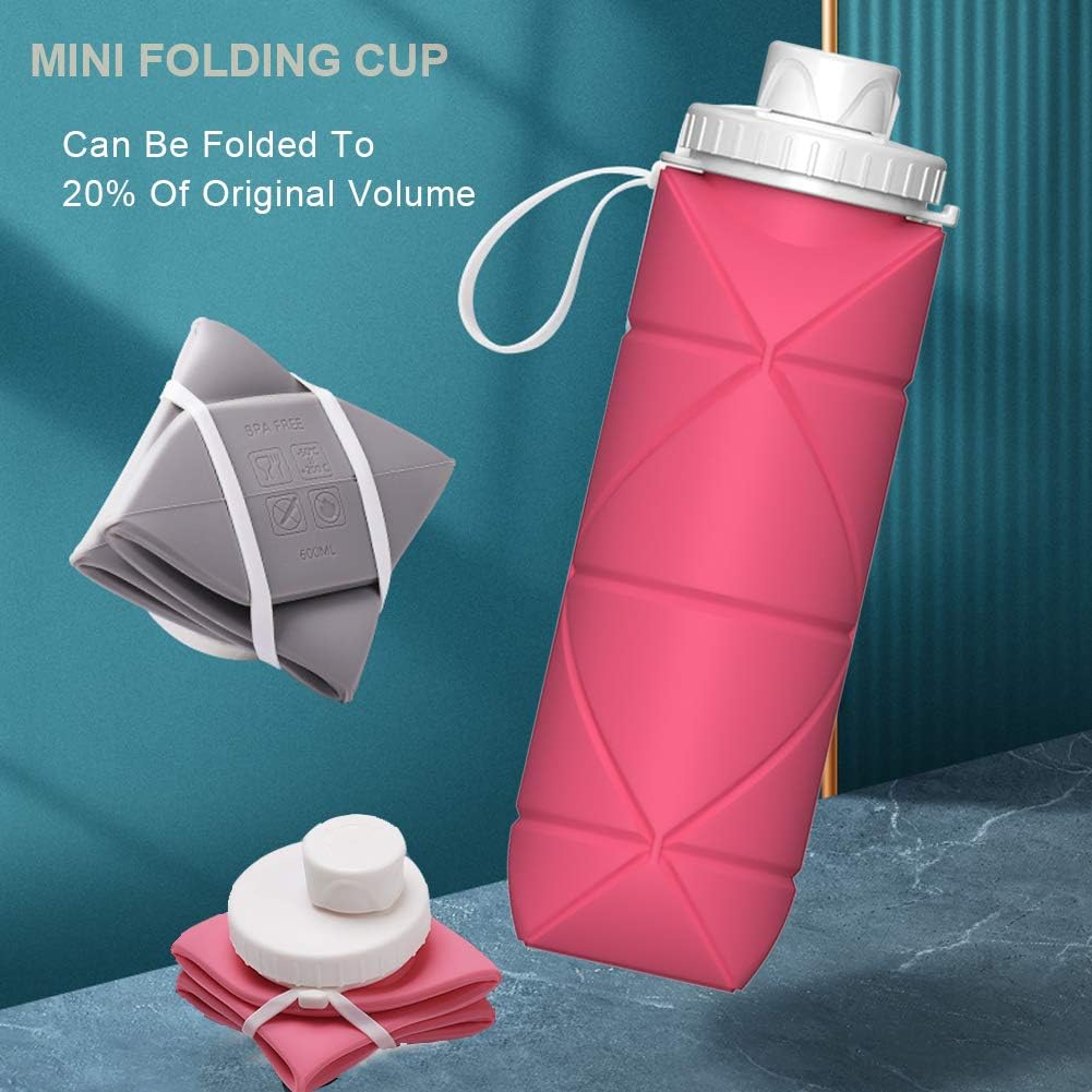 Leakproof Reusable Silicone Water Bottle: Collapsible, Lightweight & Durable for Gym, Camping, Travel