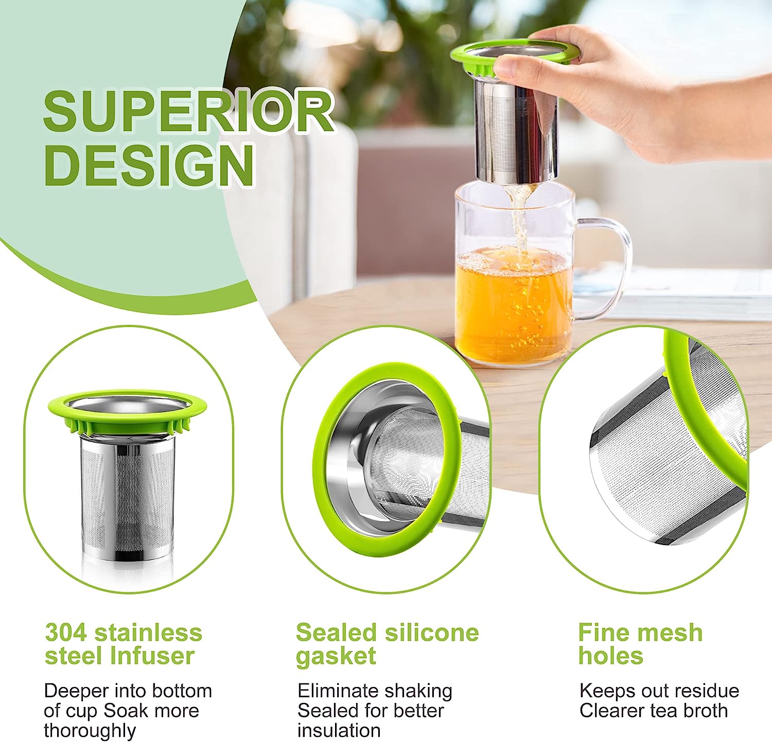 SUMETAS Fresh green tea cup, office and home must have