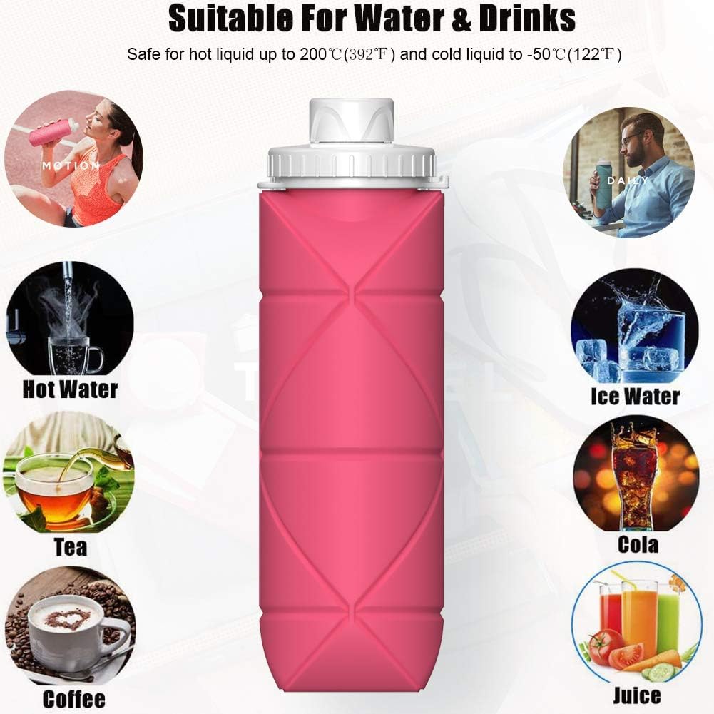 Leakproof Reusable Silicone Water Bottle: Collapsible, Lightweight & Durable for Gym, Camping, Travel