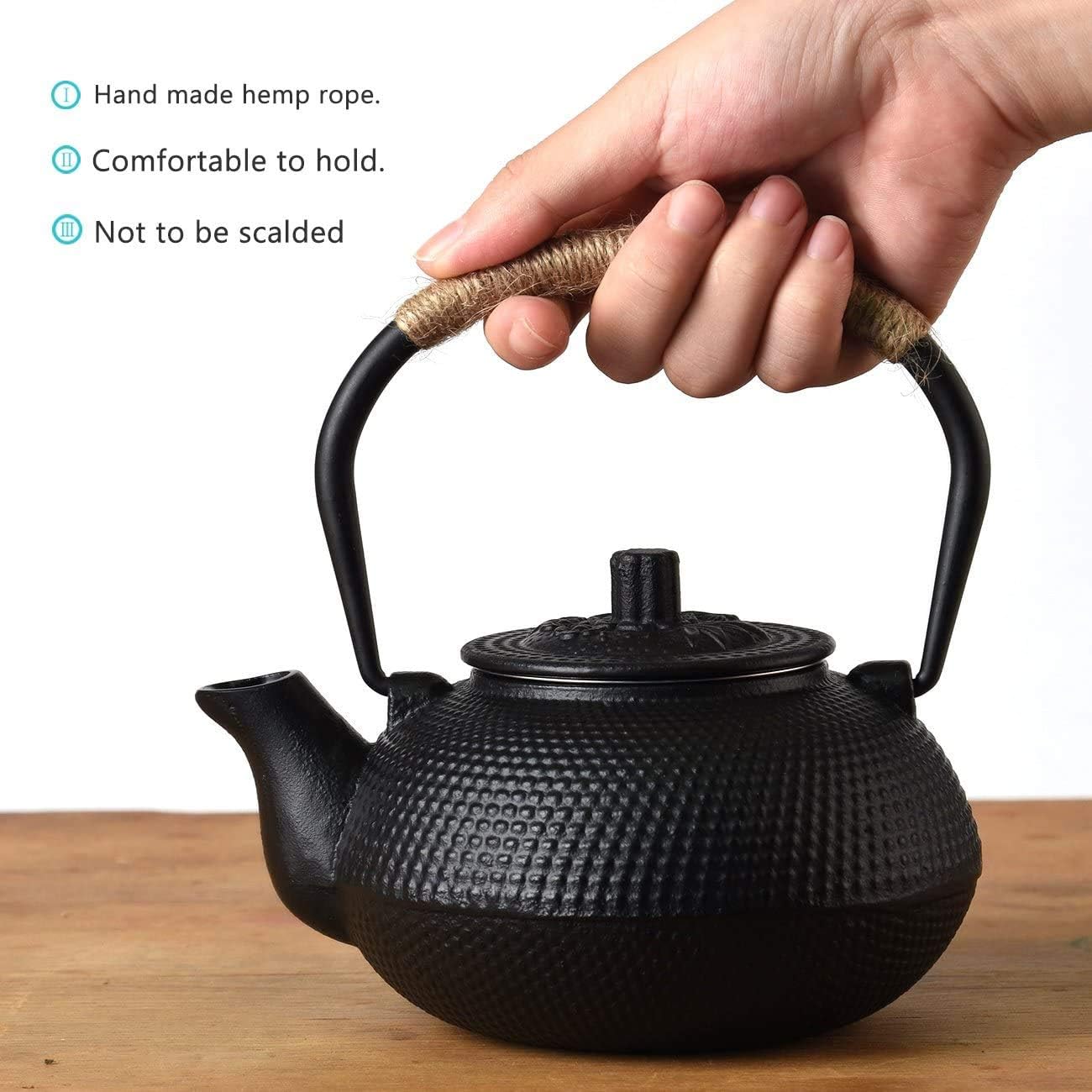 Japanese Cast Iron Teapot with Stainless Steel Infuser, Stovetop Safe - 22oz/650ml Capacity, Enameled Interior