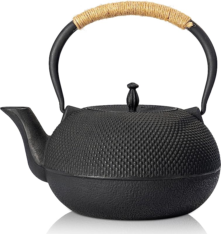 Japanese Cast Iron Teapot with Stainless Steel Infuser, Stovetop Safe - 22oz/650ml Capacity, Enameled Interior