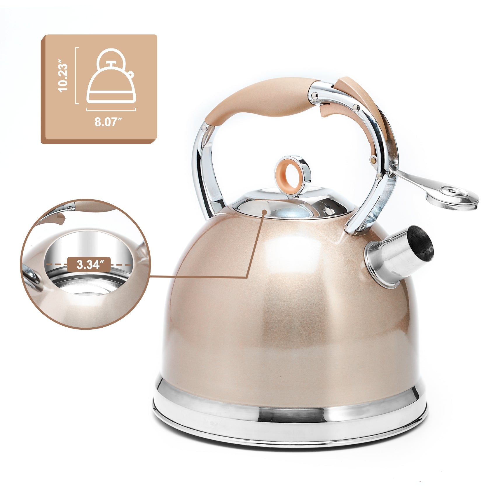 3L Gas Stove/Induction Cooker Whistle Kettle-Swan Kettle Champagne