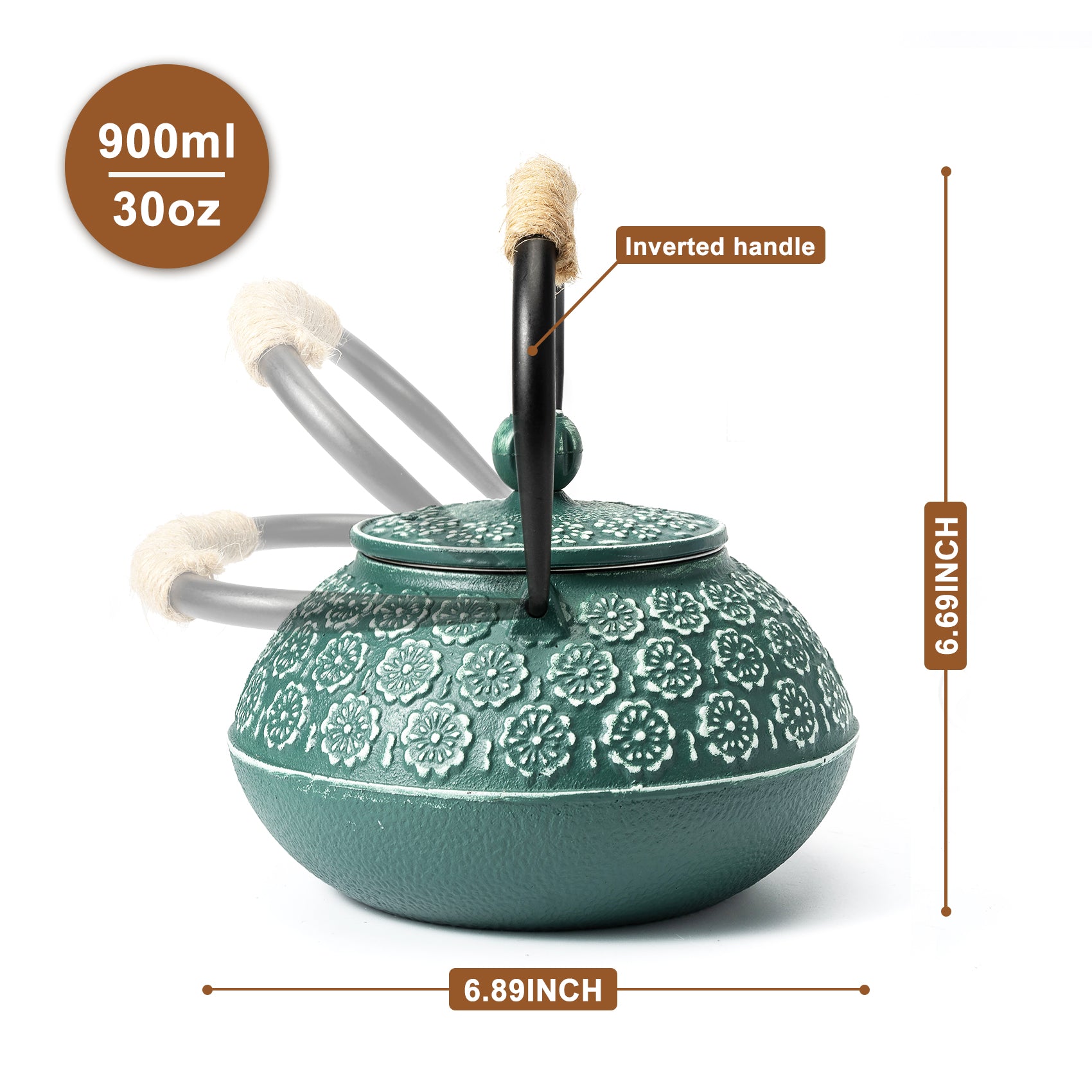 Green cast iron japanese teapot（900ml）