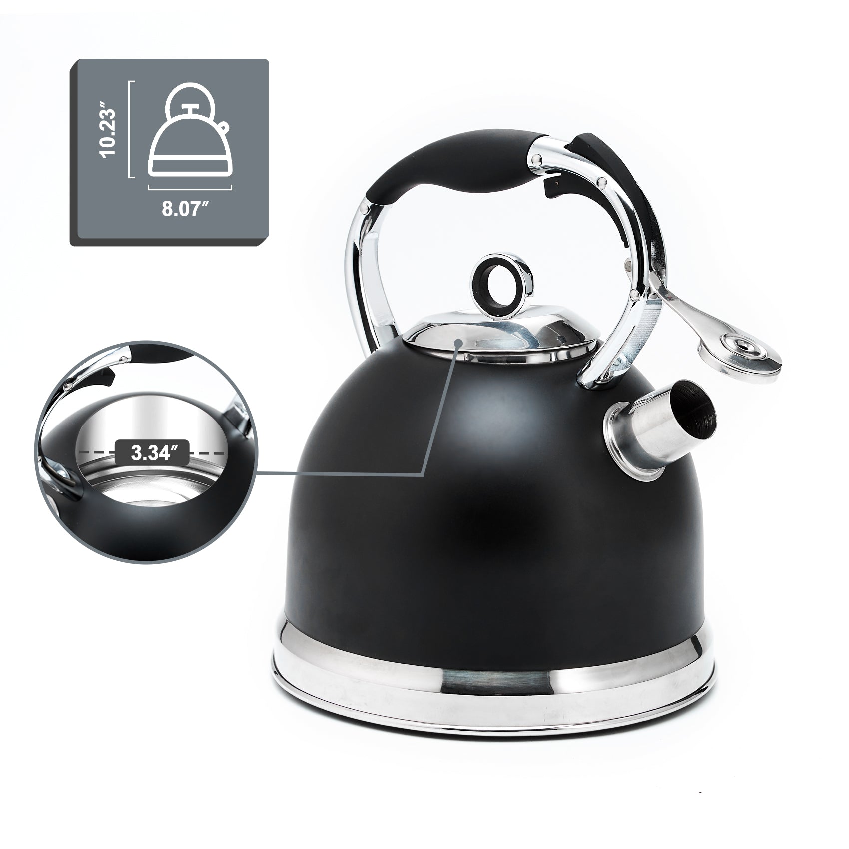 3 Liters Modern Stainless Steel Whistle Kettle-Swan Kettle Black