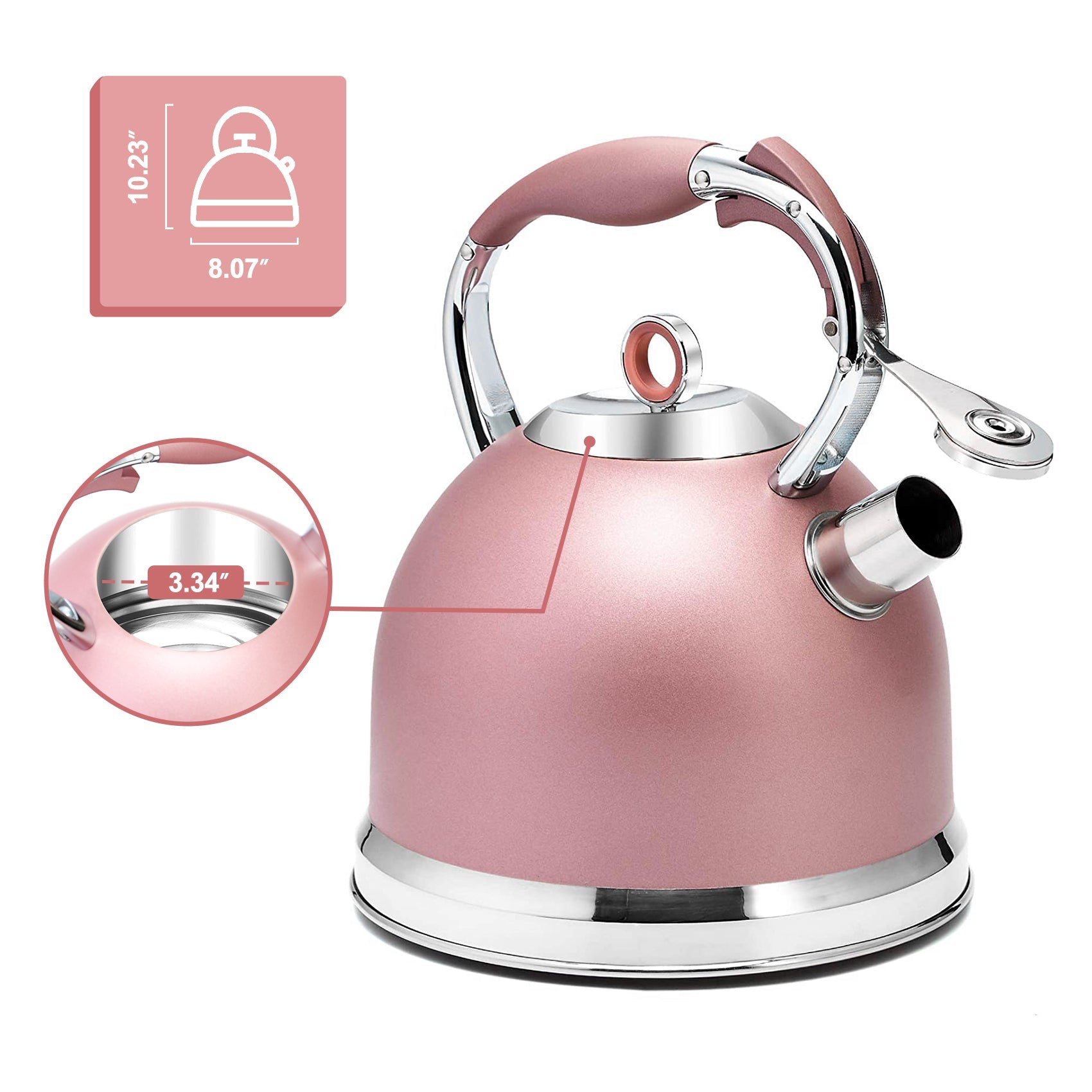 3 Liters Modern Stainless Steel Whistle Kettle-Swan Kettle Rose