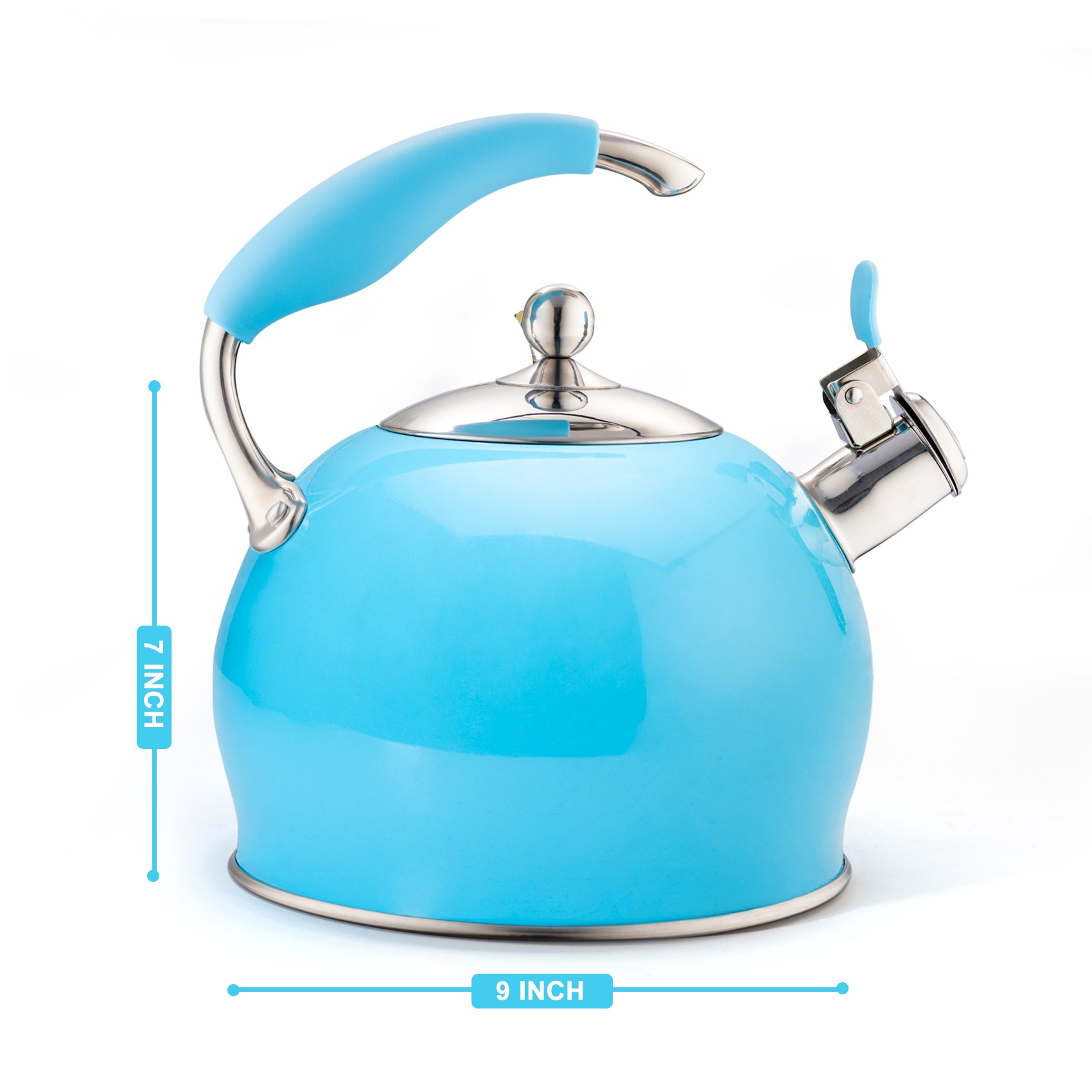 Modern Stainless Steel Whistling Teapot-Stove Top Teapot（Blue）