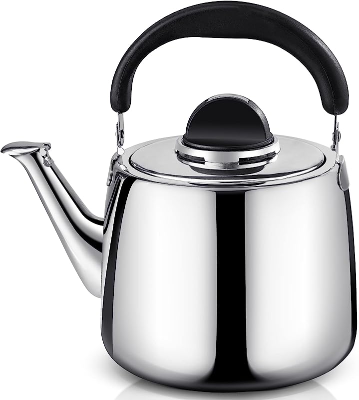 Tea Kettle - 2.5QT Whistling Tea Pots for Stove Top - Food Grade Stainless Steel Teapot -Cool Grip Bakelite Handle