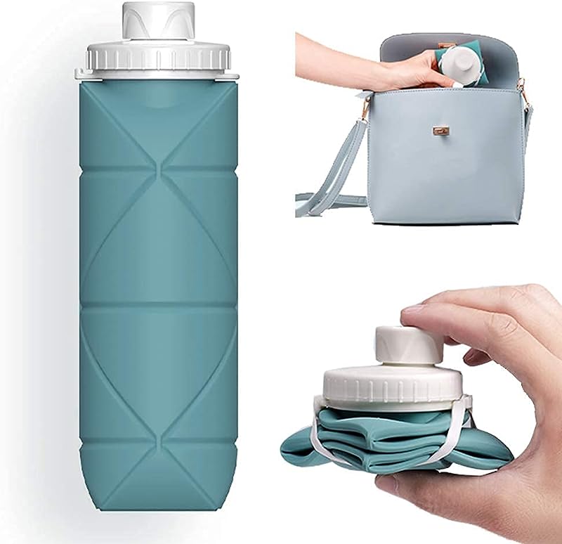 Leakproof Reusable Silicone Water Bottle: Collapsible, Lightweight & Durable for Gym, Camping, Travel