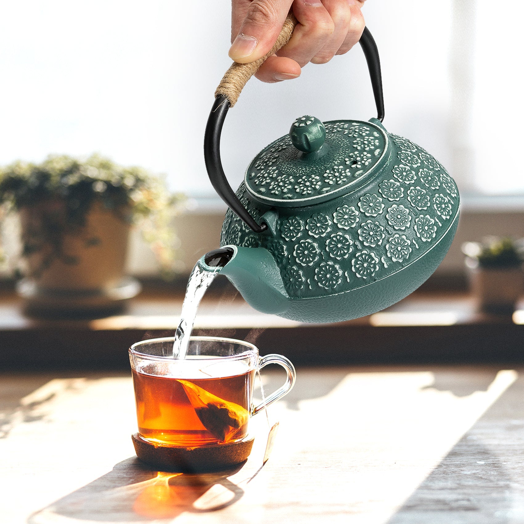 Green cast iron japanese teapot（900ml）