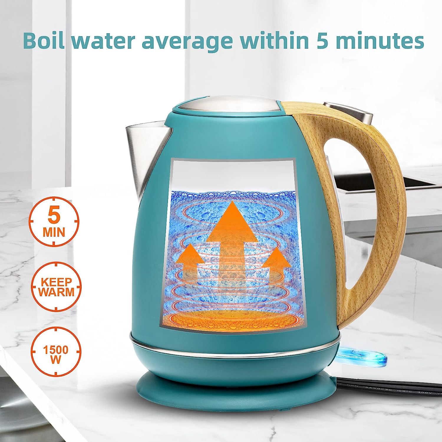 Fast Boiling Electric Kettle - 1.7L, 1500W, Cordless Design with LED Indicator - Safe, Durable, and Ideal for Daily Use