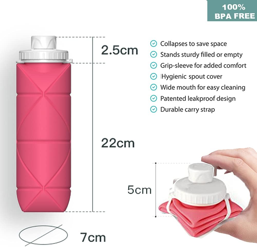 Leakproof Reusable Silicone Water Bottle: Collapsible, Lightweight & Durable for Gym, Camping, Travel