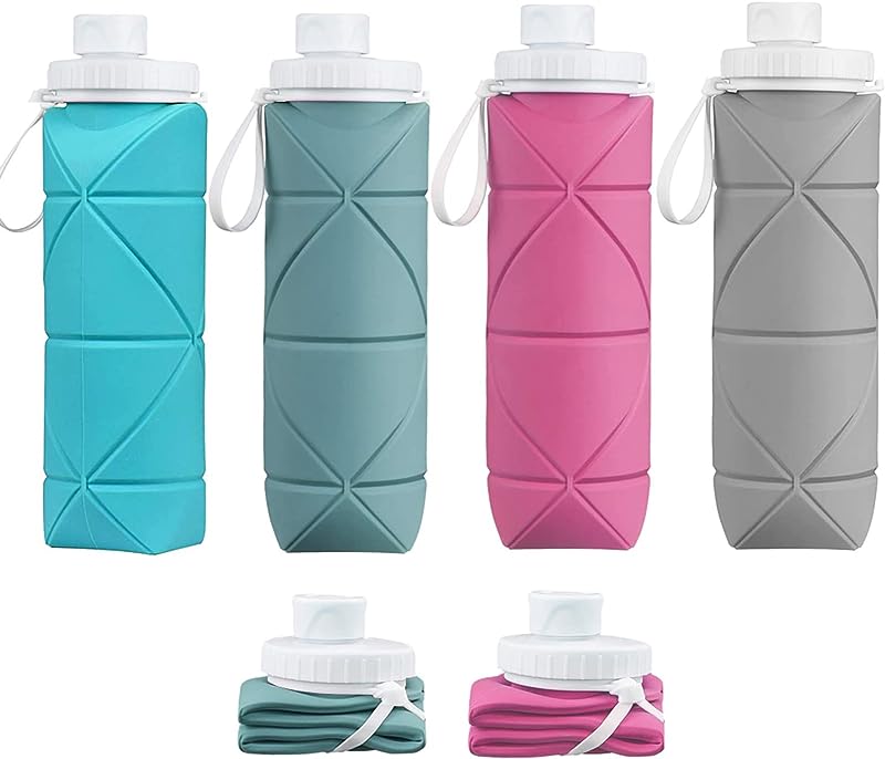 Leakproof Reusable Silicone Water Bottle: Collapsible, Lightweight & Durable for Gym, Camping, Travel