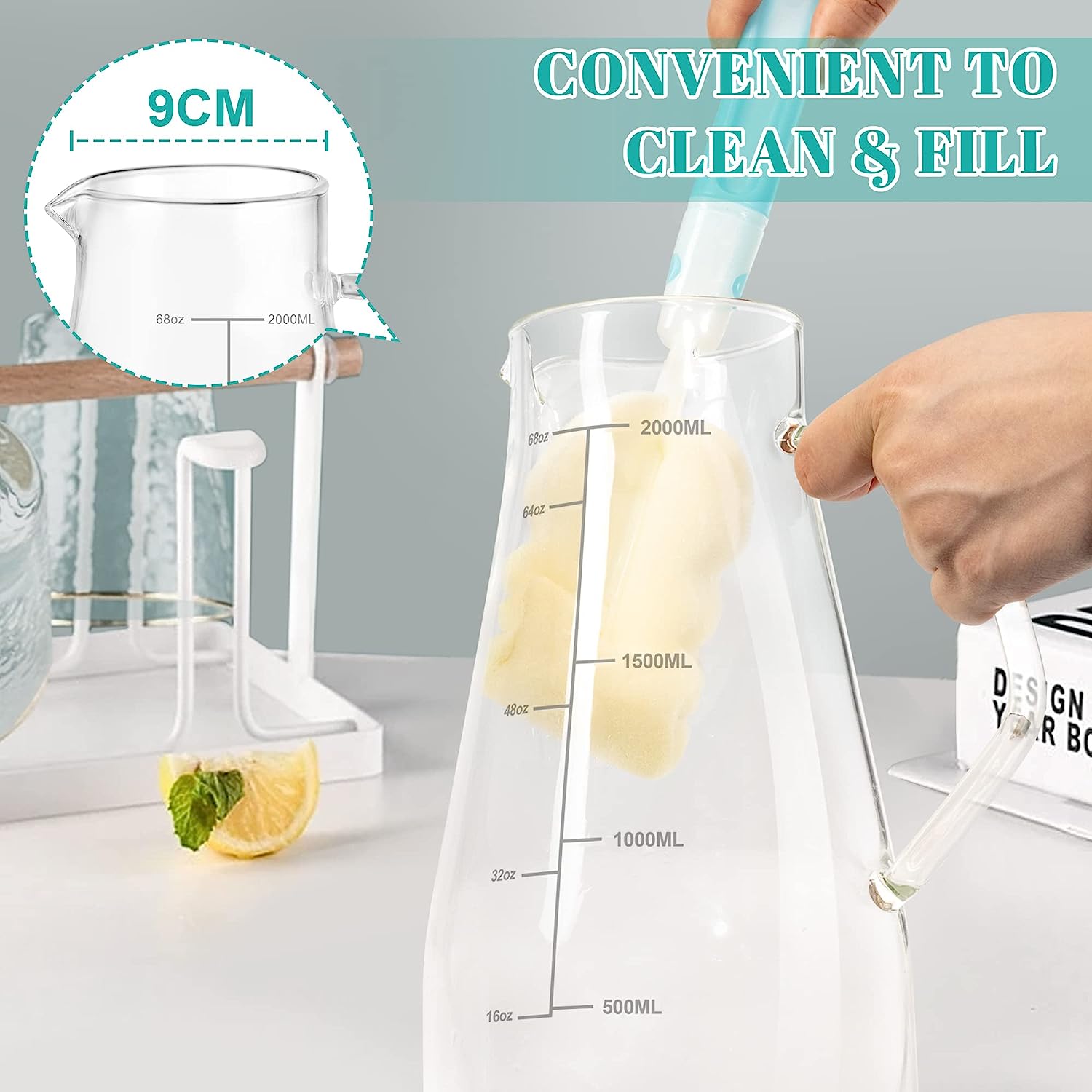 SUMETAS Glass Pitcher: Heat Resistant with Precise Scale